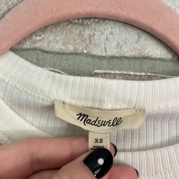 Madewell Drapey Ribbed White Long Sleeve Tee- Size XS - Picture 3 of 4